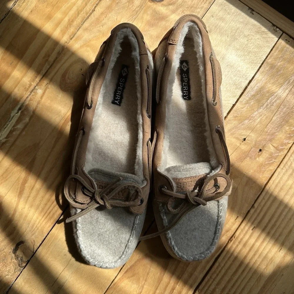 NEW SPERRY Angelfish 1 Eye Boat Shoe Women's Size US 8.5 Gray Grey Brown Cozy